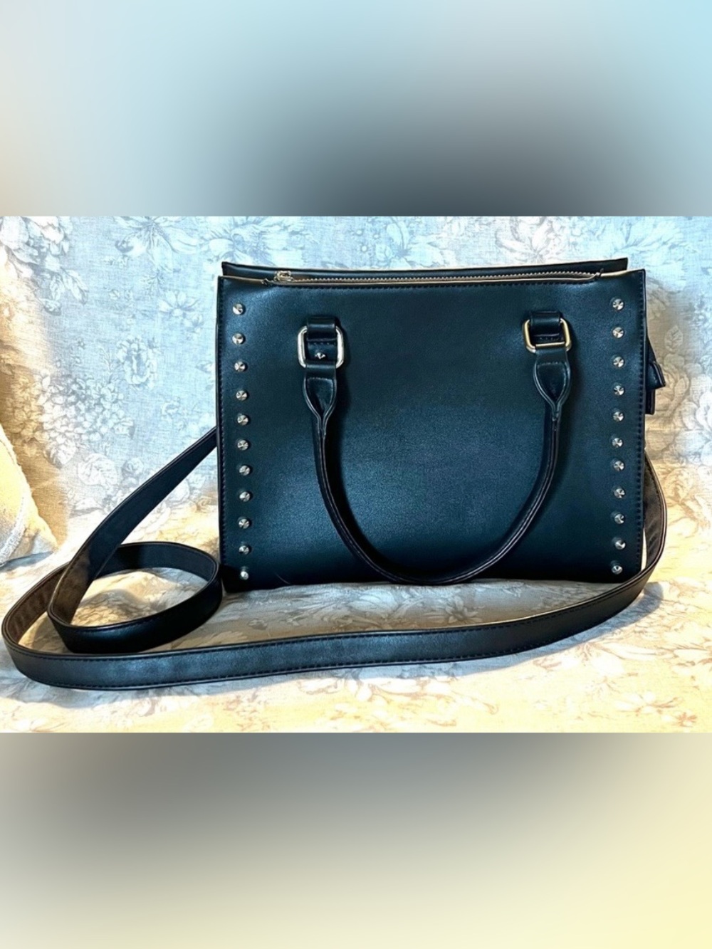 Edgy Chic Black Denver Hayes Studded Satchel Crossbody Handbag 🖤